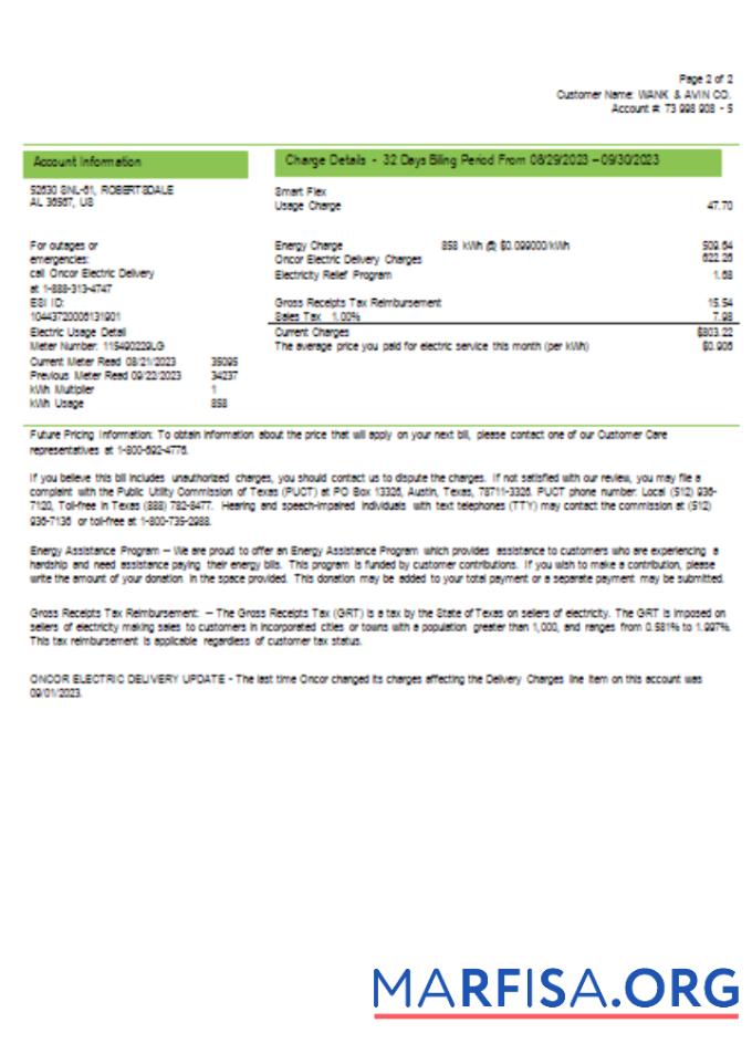 Realistic Ameren Missouri electricity utility business bill, , page 2, SCR download for verification